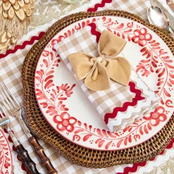 Table Linen Sets<Mrs. Alice Rossina Putty Gingham & Red Placemats & Napkins (Set of 4)