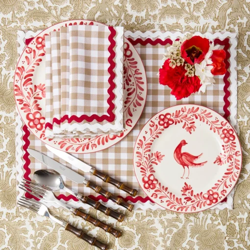Napkins<Mrs. Alice Rossina Putty Gingham & Red Napkins (Set of 4)
