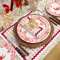 Table Linen Sets<Mrs. Alice Rossina Putty Gingham & Red Placemats & Napkins (Set of 4)