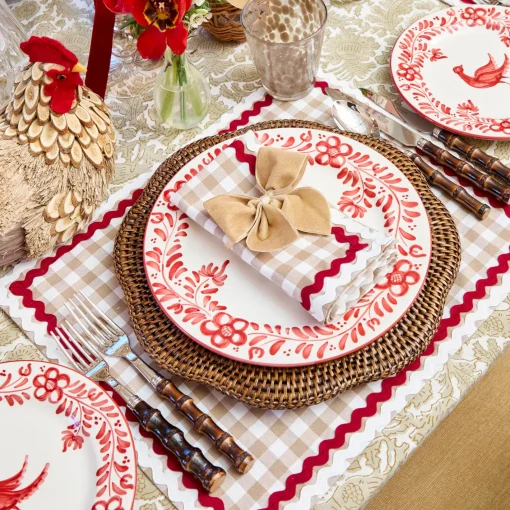 Napkins<Mrs. Alice Rossina Putty Gingham & Red Napkins (Set of 4)