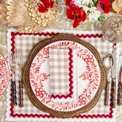 Table Linen Sets<Mrs. Alice Rossina Putty Gingham & Red Placemats & Napkins (Set of 4)