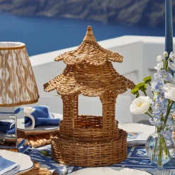Year-round Decorations | Pagodas & Lanterns<Mrs. Alice Round Scalloped Rattan Pagoda Lantern