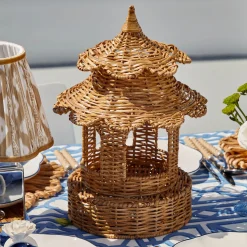 Year-round Decorations | Pagodas & Lanterns<Mrs. Alice Round Scalloped Rattan Pagoda Lantern