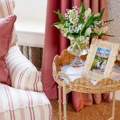 Trays | Trays<Mrs. Alice Round Scalloped Rattan Tray With Stand