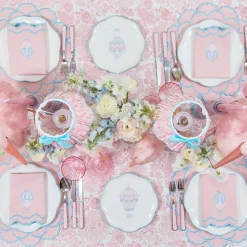 Napkins<Mrs. Alice Sarah Pink & Blue Hot Air Balloon Embroidered Napkins (Set of 4)