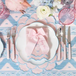 Napkins<Mrs. Alice Sarah Pink & Blue Hot Air Balloon Embroidered Napkins (Set of 4)