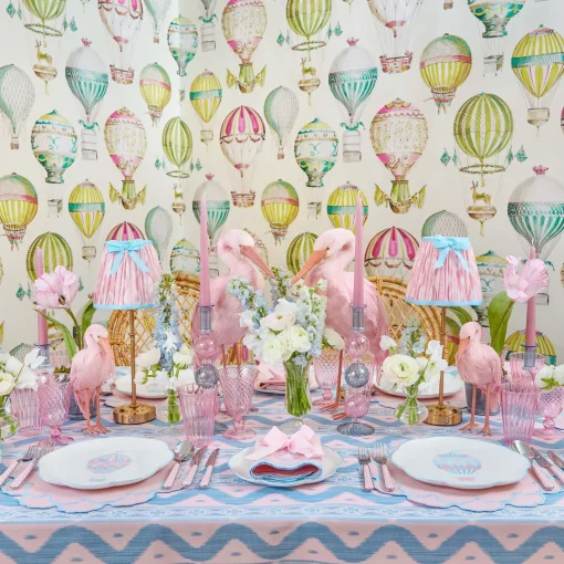 Napkins<Mrs. Alice Sarah Pink & Blue Hot Air Balloon Embroidered Napkins (Set of 4)