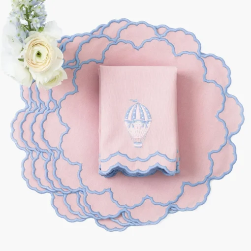 Placemats<Mrs. Alice Sarah Pink & Blue Placemats (Set of 4)