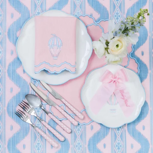 Placemats<Mrs. Alice Sarah Pink & Blue Placemats (Set of 4)