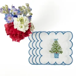 Napkins<Mrs. Alice Scalloped Christmas Tree Cocktail Napkins (Set of 4)