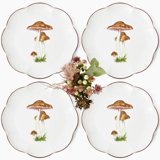 Dinner Plates | Crockery Sets<Mrs. Alice Scalloped Mushroom Dinner Plates (Set of 4)