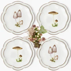 Crockery Sets<Mrs. Alice Scalloped Mushroom Dinner & Starter Plates (Set of 8)