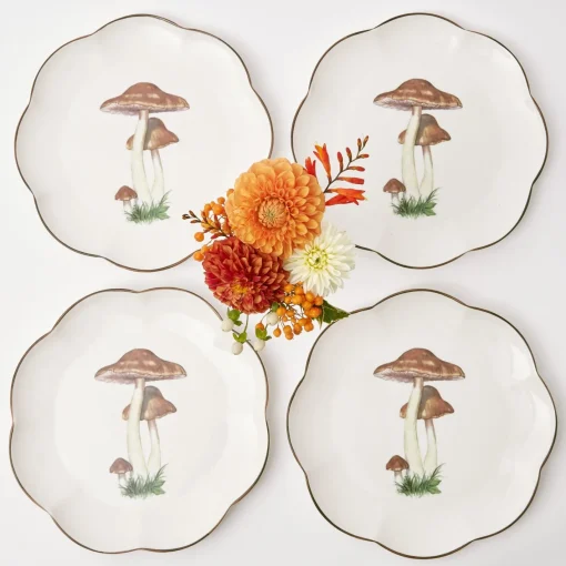 Dinner Plates | Crockery Sets<Mrs. Alice Scalloped Mushroom Dinner Plates (Set of 4)