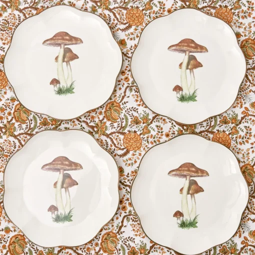 Dinner Plates | Crockery Sets<Mrs. Alice Scalloped Mushroom Dinner Plates (Set of 4)