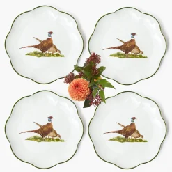 Starter Plates | Crockery Sets<Mrs. Alice Scalloped Pheasant Starter Plates (Set of 4)