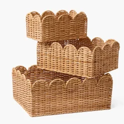 For The Homemaker | Neutral Chic<Mrs. Alice Scalloped Rattan Baskets (Set of 3)