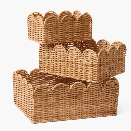 For The Homemaker | Neutral Chic<Mrs. Alice Scalloped Rattan Baskets (Set of 3)