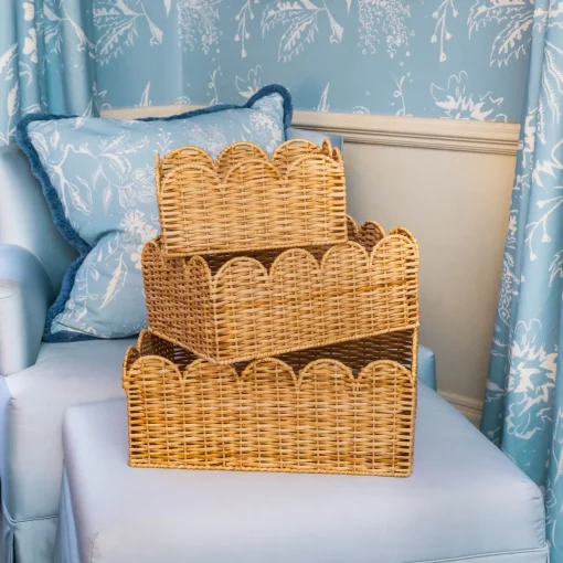 For The Homemaker | Neutral Chic<Mrs. Alice Scalloped Rattan Baskets (Set of 3)