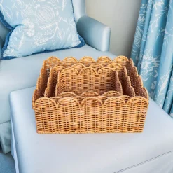 For The Homemaker | Neutral Chic<Mrs. Alice Scalloped Rattan Baskets (Set of 3)