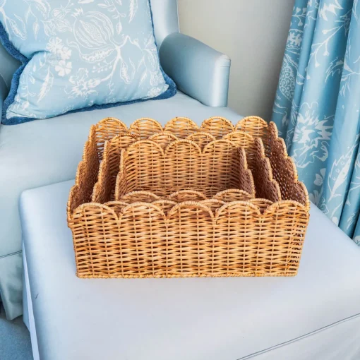 For The Homemaker | Neutral Chic<Mrs. Alice Scalloped Rattan Baskets (Set of 3)