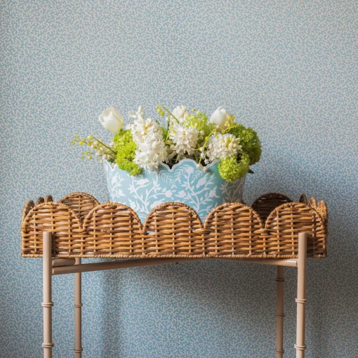 Trays | Trays<Mrs. Alice Scalloped Rattan Tray With Stand