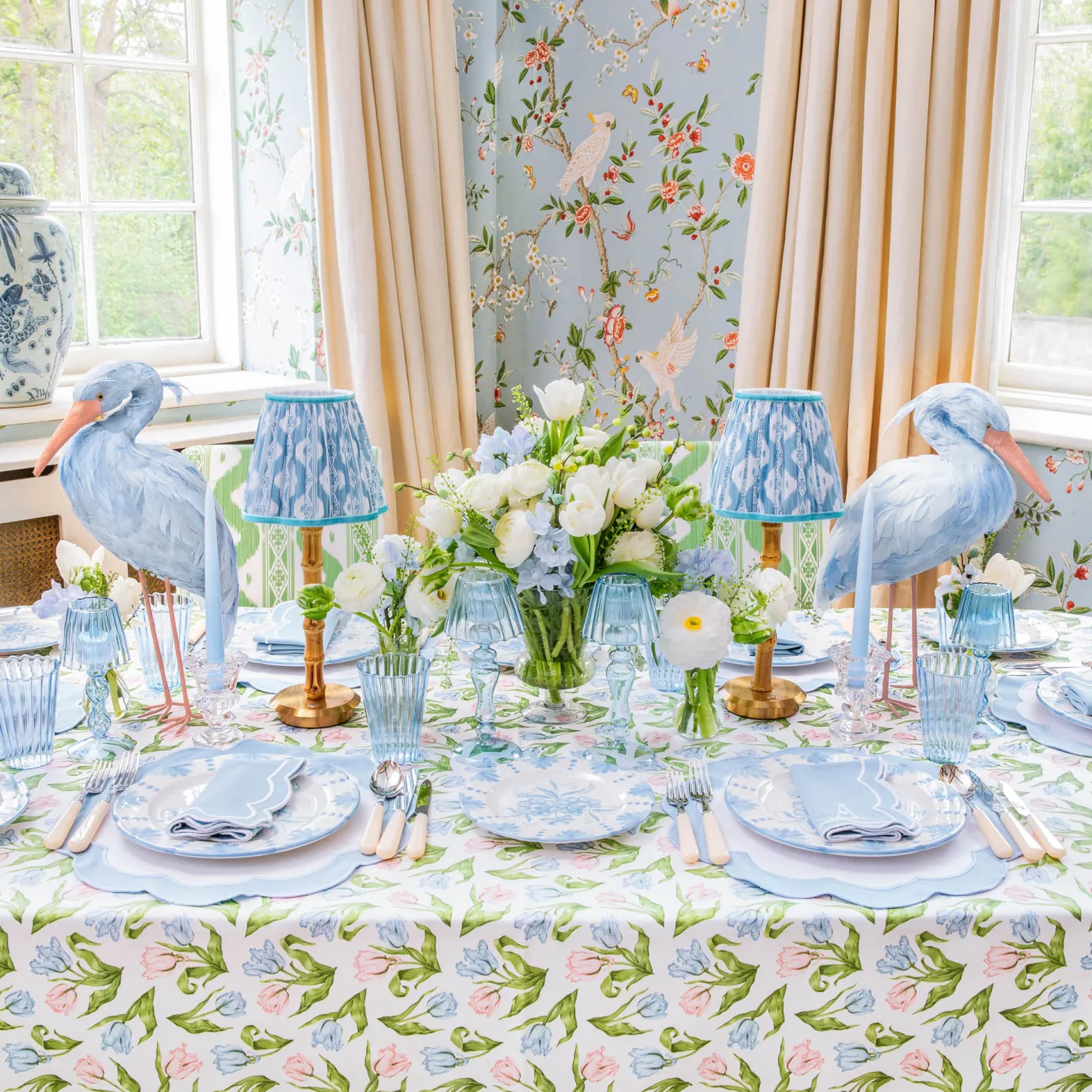 Table Linen Sets | Mrs. Alice Monogram<Mrs. Alice Serena Appliqué Blue Placemats & Napkins (Set of 4)