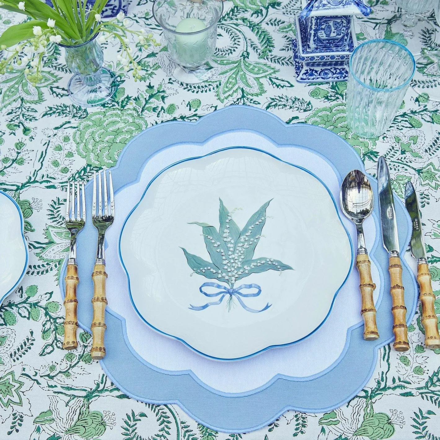 Table Linen Sets | Mrs. Alice Monogram<Mrs. Alice Serena Appliqué Blue Placemats & Napkins (Set of 4)