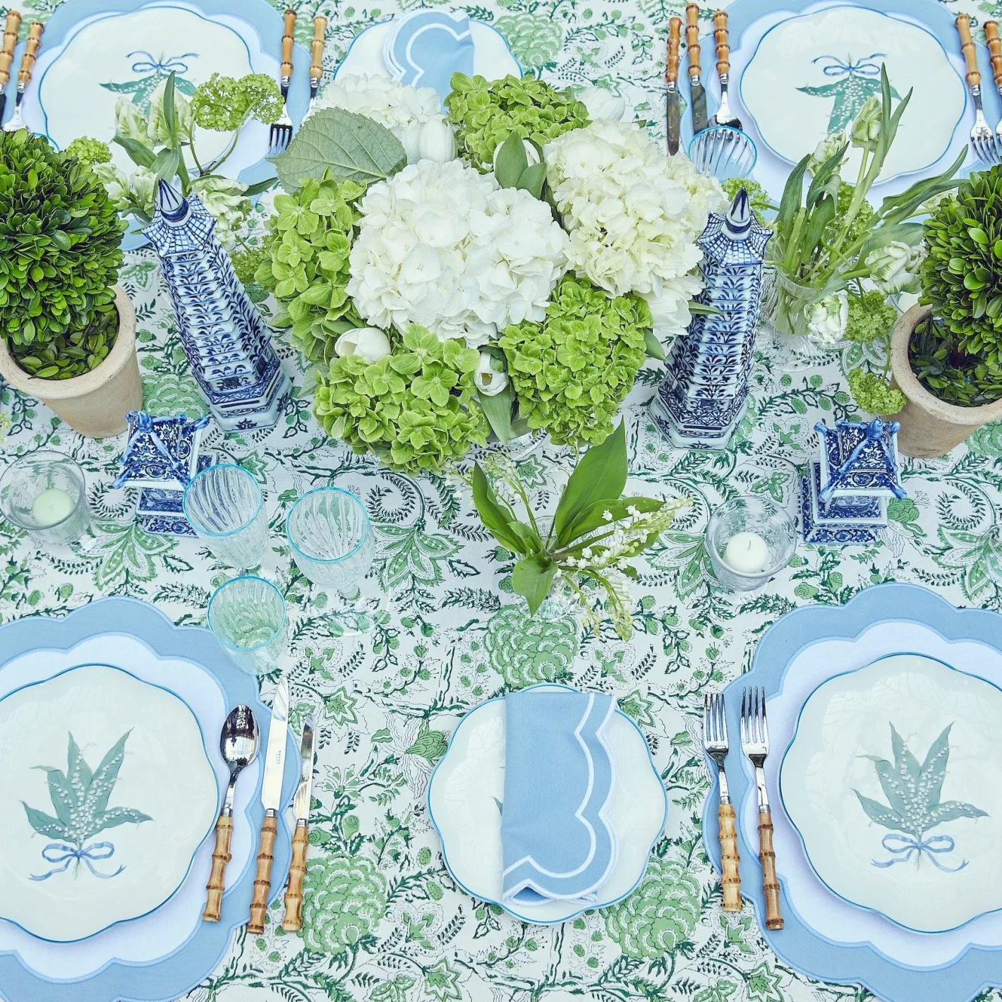 Table Linen Sets | Mrs. Alice Monogram<Mrs. Alice Serena Appliqué Blue Placemats & Napkins (Set of 4)