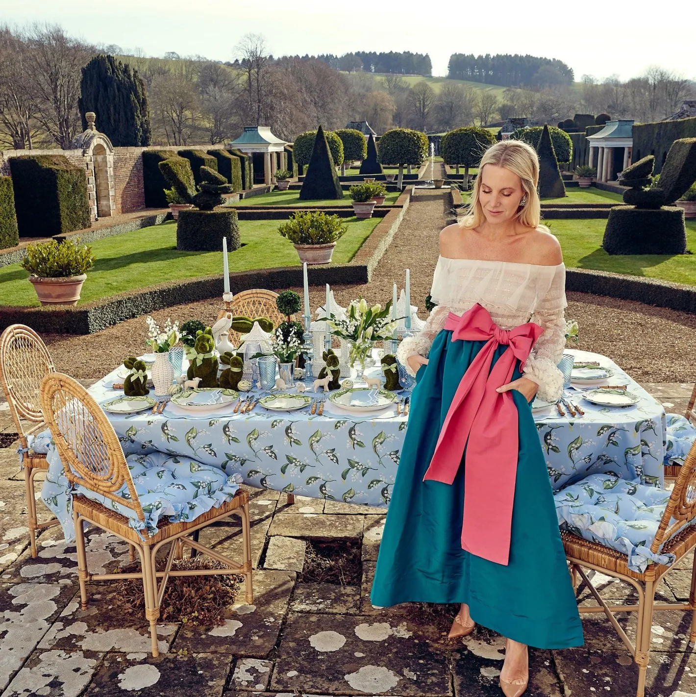 Table Linen Sets | Mrs. Alice Monogram<Mrs. Alice Serena Appliqué Blue Placemats & Napkins (Set of 4)