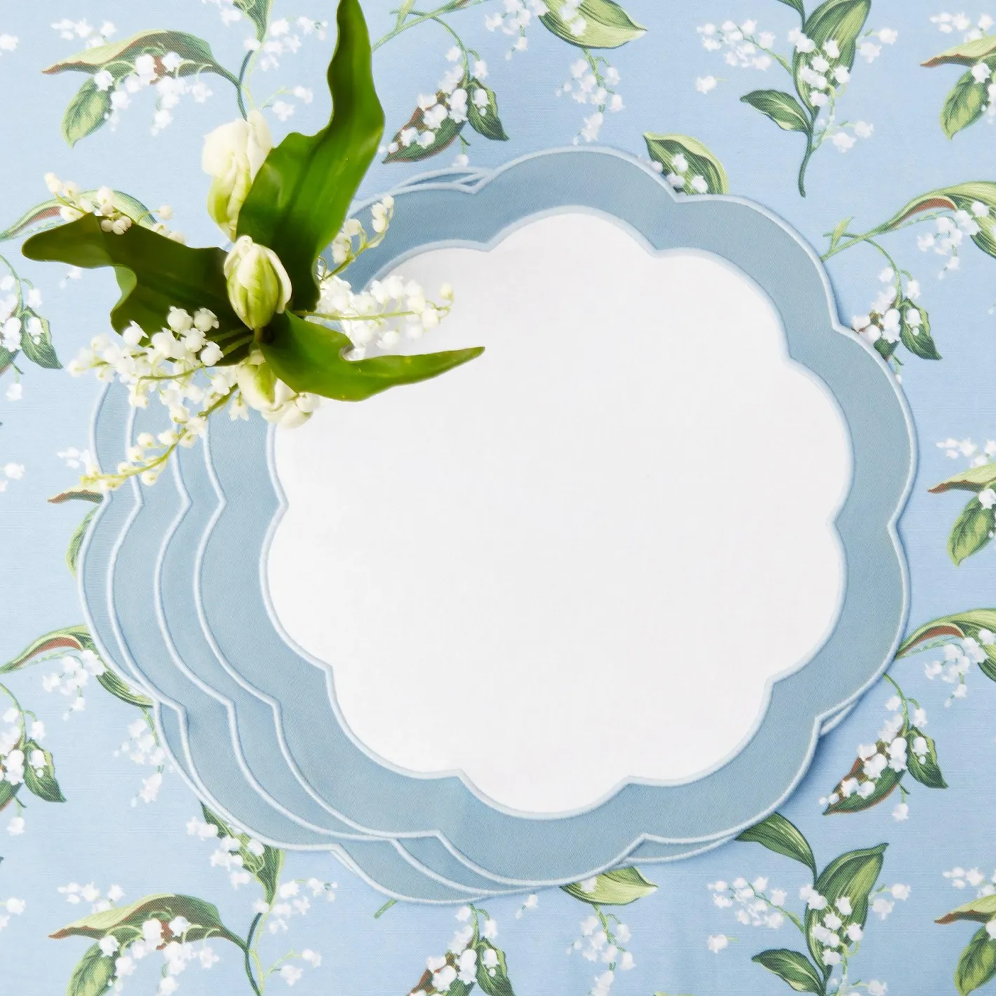 Table Linen Sets | Mrs. Alice Monogram<Mrs. Alice Serena Appliqué Blue Placemats & Napkins (Set of 4)