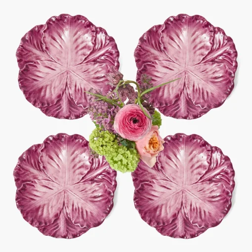 Summer Crockery | Starter Plates<Mrs. Alice Serena Aubergine Cabbage Starter Plates (Set of 4)