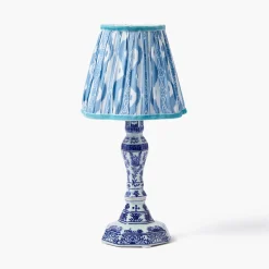 Rechargeable Table Lamps | For Her<Mrs. Alice Serena Chinoiserie Rechargeable Lamp with Blue Ikat Shade (18cm)