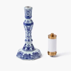 Rechargeable Table Lamps | For Her<Mrs. Alice Serena Chinoiserie Rechargeable Lamp with Blue Ikat Shade (18cm)