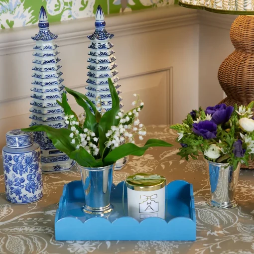 Trays | For The Millenial<Mrs. Alice Small Blue Lacquer Scalloped Tray