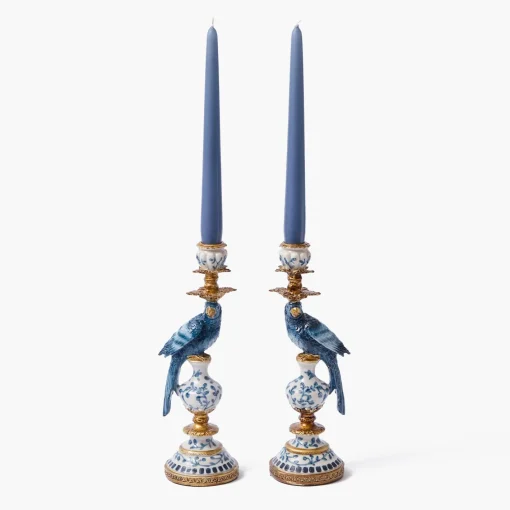 Summer Candleware | Candle Holders<Mrs. Alice Small Blue Parrot Candle Holder (Pair)