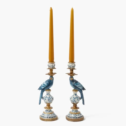 Summer Candleware | Candle Holders<Mrs. Alice Small Blue Parrot Candle Holder (Pair)