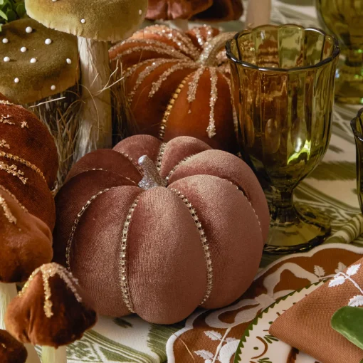 Autumn Decorations<Mrs. Alice Small Chocolate Velvet Pumpkin (Trio)
