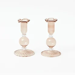 Summer Glassware | Summer Candleware<Mrs. Alice Small Eden Chestnut Candle Holder (Pair)