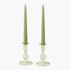 Summer Glassware | Summer Candleware<Mrs. Alice Small Eden Green Candle Holders (Pair)