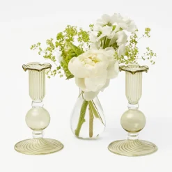 Summer Glassware | Summer Candleware<Mrs. Alice Small Eden Green Candle Holders (Pair)