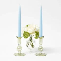 Summer Glassware | Summer Candleware<Mrs. Alice Small Eden Green Candle Holders (Pair)