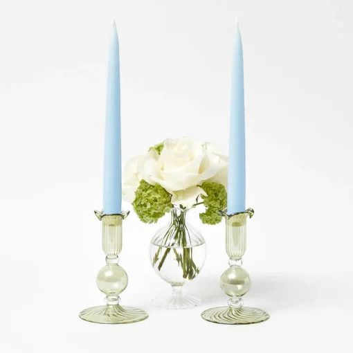 Summer Glassware | Summer Candleware<Mrs. Alice Small Eden Green Candle Holders (Pair)