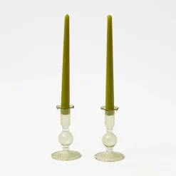 Summer Glassware | Summer Candleware<Mrs. Alice Small Eden Green Candle Holders (Pair)