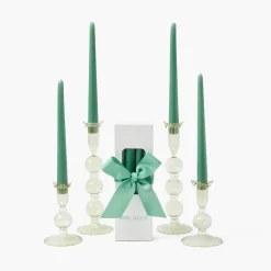 Summer Glassware | Summer Candleware<Mrs. Alice Small Eden Green Candle Holders (Pair)
