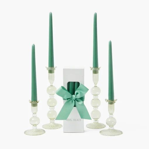 Summer Glassware | Summer Candleware<Mrs. Alice Small Eden Green Candle Holders (Pair)