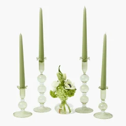 Summer Glassware | Summer Candleware<Mrs. Alice Small Eden Green Candle Holders (Pair)