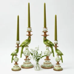 Summer Candleware | Candle Holders<Mrs. Alice Small Green Parrot Candle Holders (Pair)