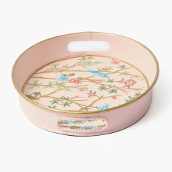 Trays | For Her<Mrs. Alice Small Pink Oval Chinosierie Tole Tray