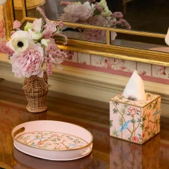 Trays | For Her<Mrs. Alice Small Pink Oval Chinosierie Tole Tray