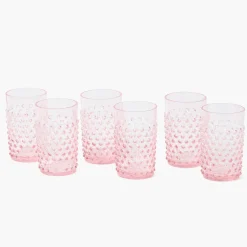Summer Glassware | Glassware Sets<Mrs. Alice Small Rose Pink Hobnail Jug & Glasses (Set of 6)